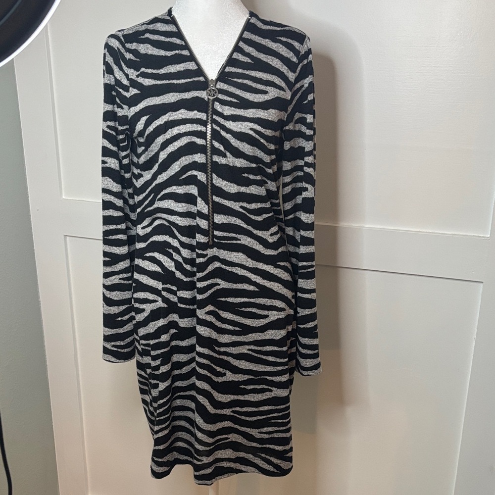 Michael Kors Zebra Print Long Sleeve Dress size medium